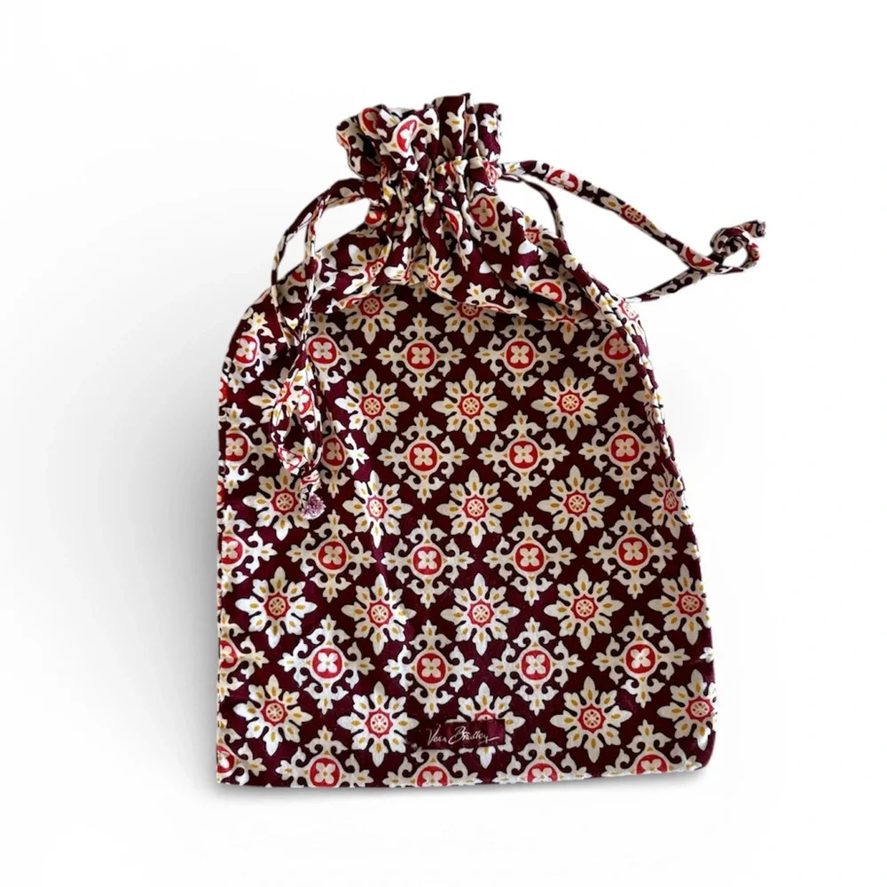 Vera Bradley Small Drawstring Ditty Bag, Medallion Maroon (Print Pattern)